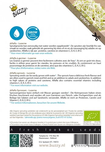 Organic sprouting Alfalfa BIO - Buzzy-2
