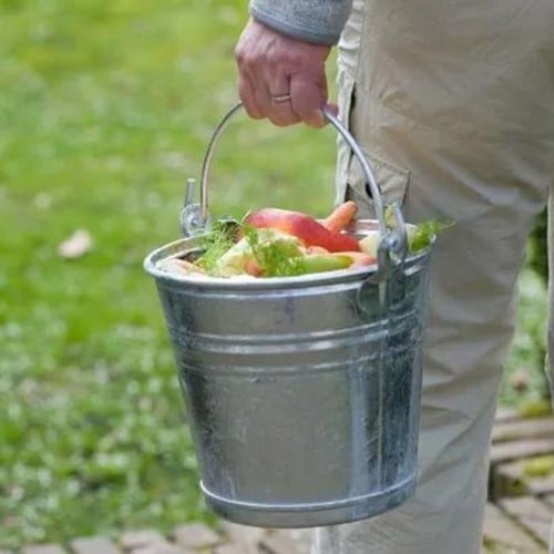 Secchio per compost in acciaio con coperchio - 5 litri